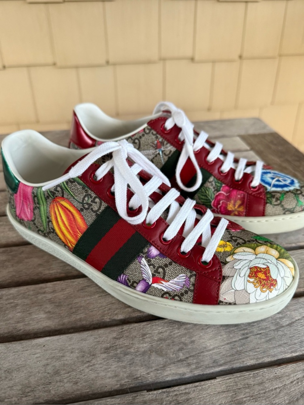 Gucci Ace Blooms GG Supreme Floral Sneakers 36.5 6.5 Full set w/box - Picture 2 of 16